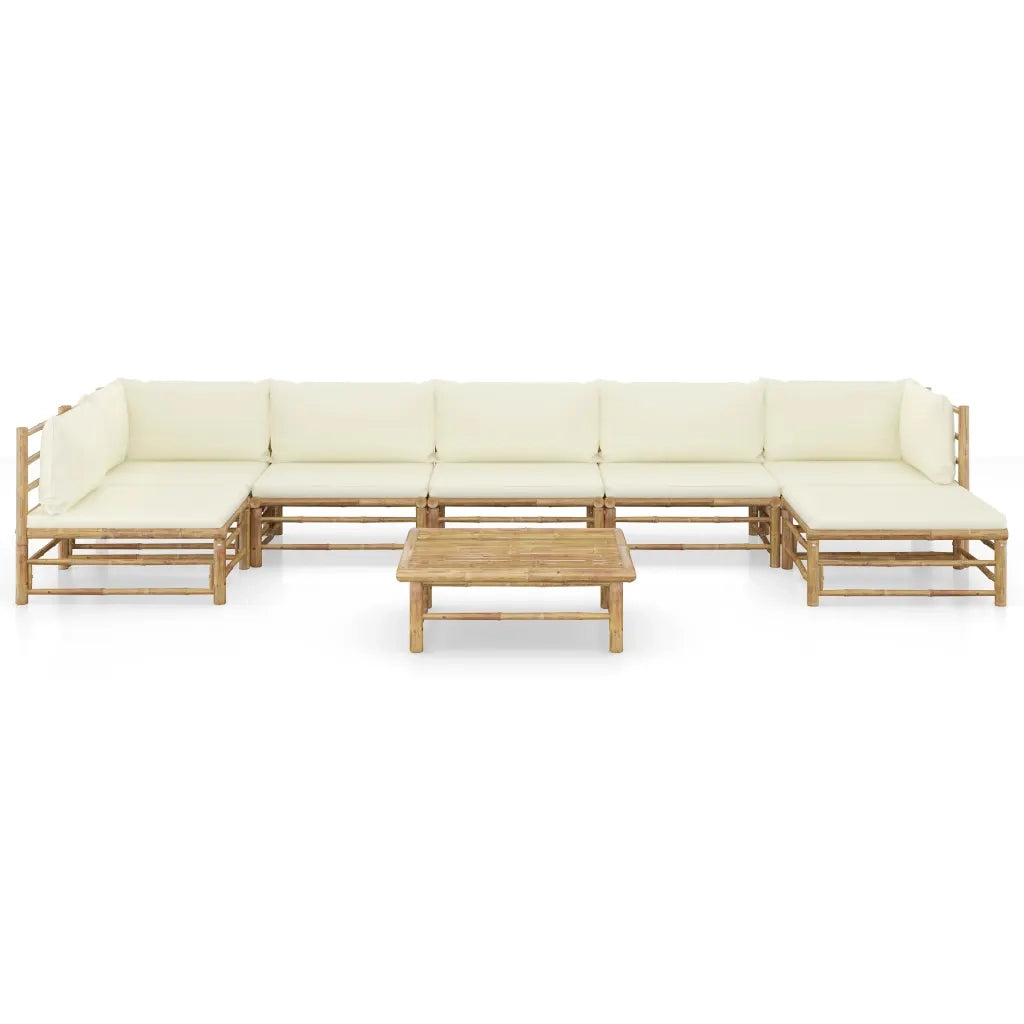 Set Divani da Giardino 8 pz con Cuscini Bianco Crema in BambÃ¹ cod mxl 39991