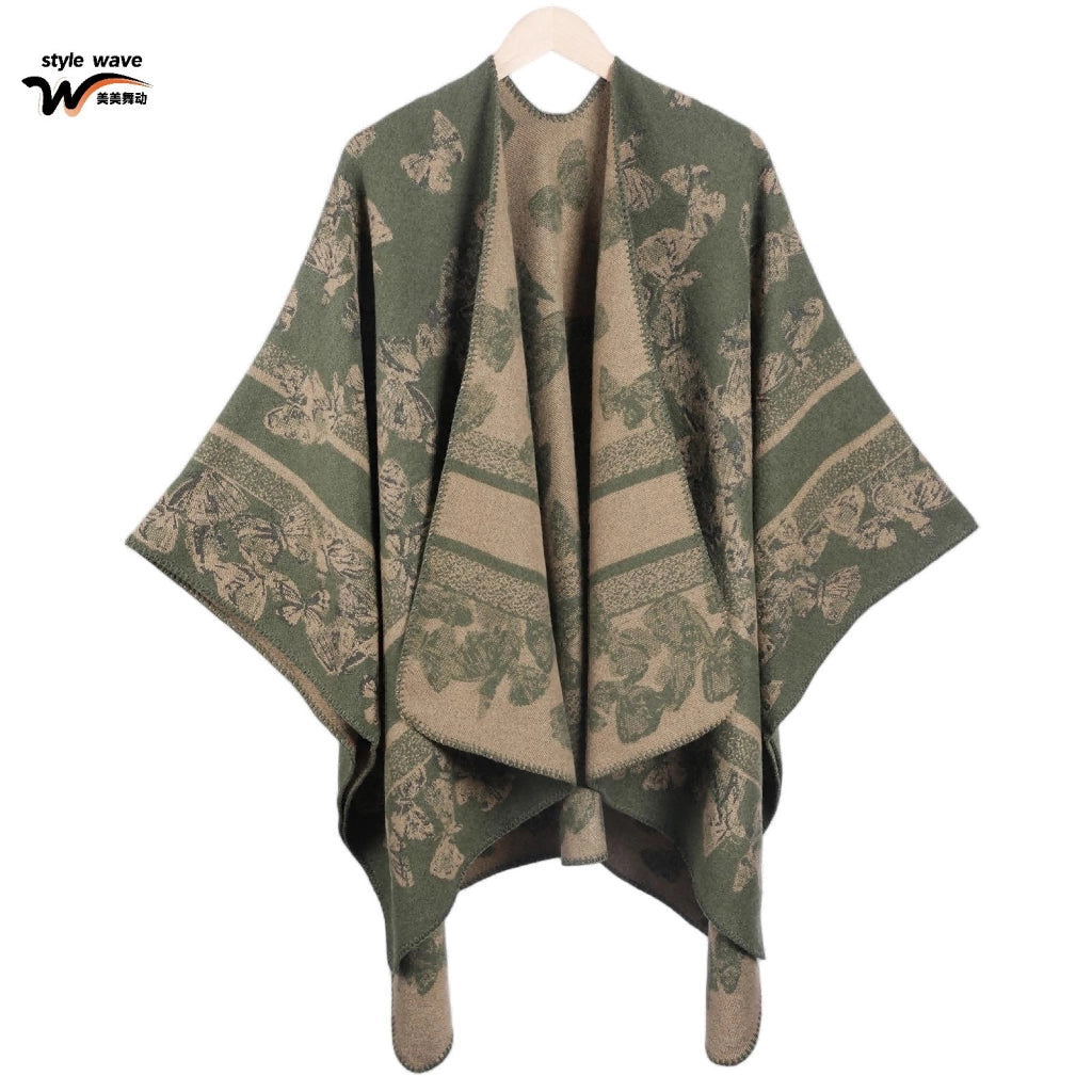 Sciarpa con stampa a farfalle in stile retr¨°