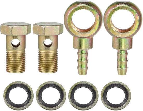Adattatore di Fissaggio a Banjo M16x1.5 - Set da 2 - Duraturo - Colori Bronzo - Adatto per Sistemi di Frenatura - Accessori per Auto
