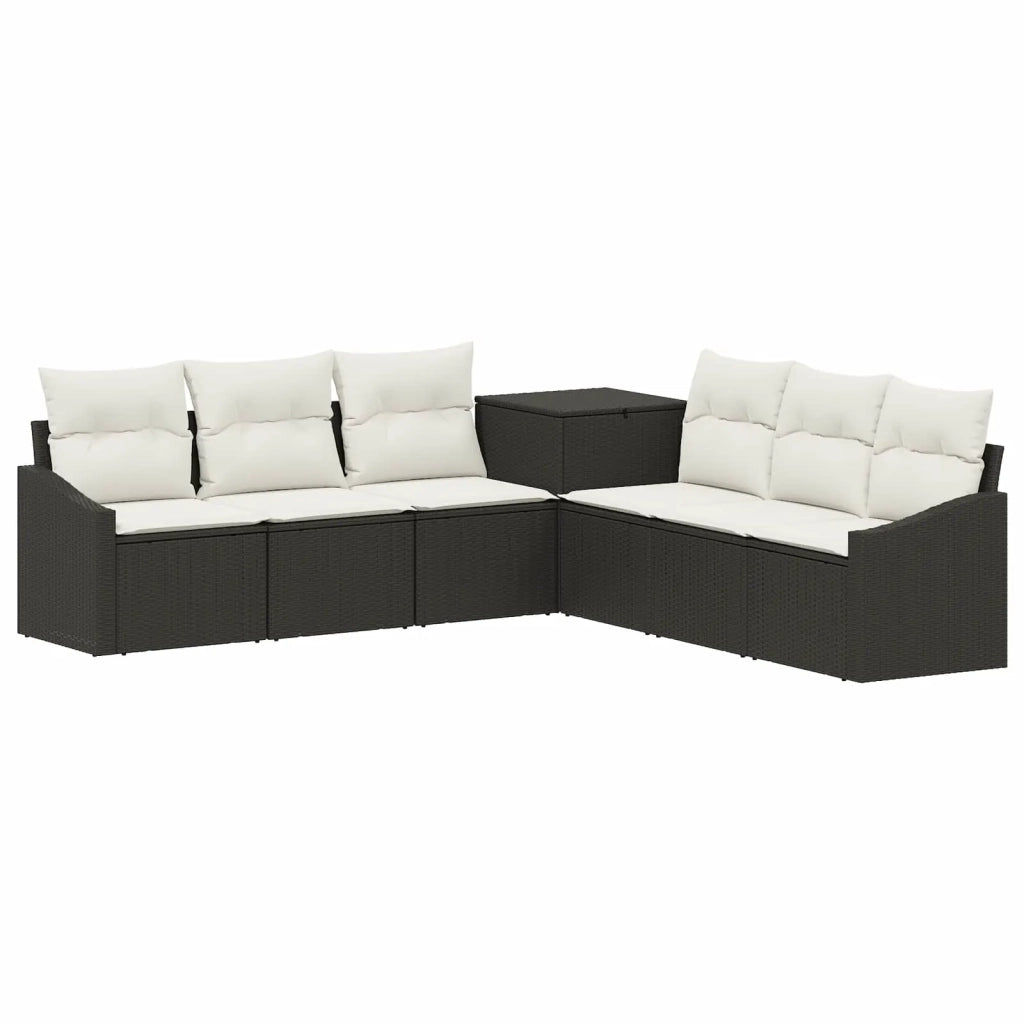 Set di divani 7 pz Nero e Bianco Crema 3448735
