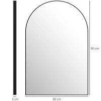 Specchio da Bagno ad Arco in Lega di Alluminio e Vetro 60x90 cm per Camera e Soggiorno, Nero
