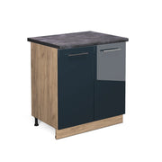 Mobile lavello cucina Fame-Line Blu scuro lucido/Rovere dorato 80 cm, PL Antracite Vicco