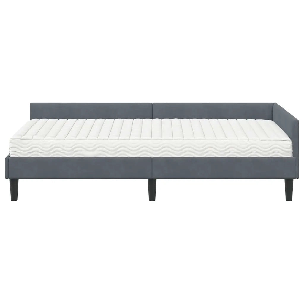 Struttura Letto Angolare con Materasso 2 pz-Giroletto con materasso Grigio Velluto 229562