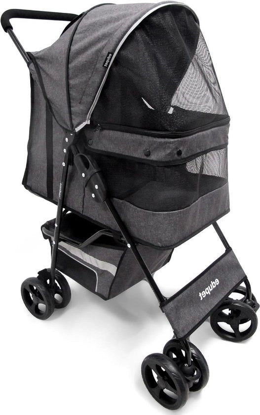 Carriola per cani con ruote doppiabatteria cintura extra cuscino integrata cesta ripiegabile - EDUPET 06611AA - Carriola per cani