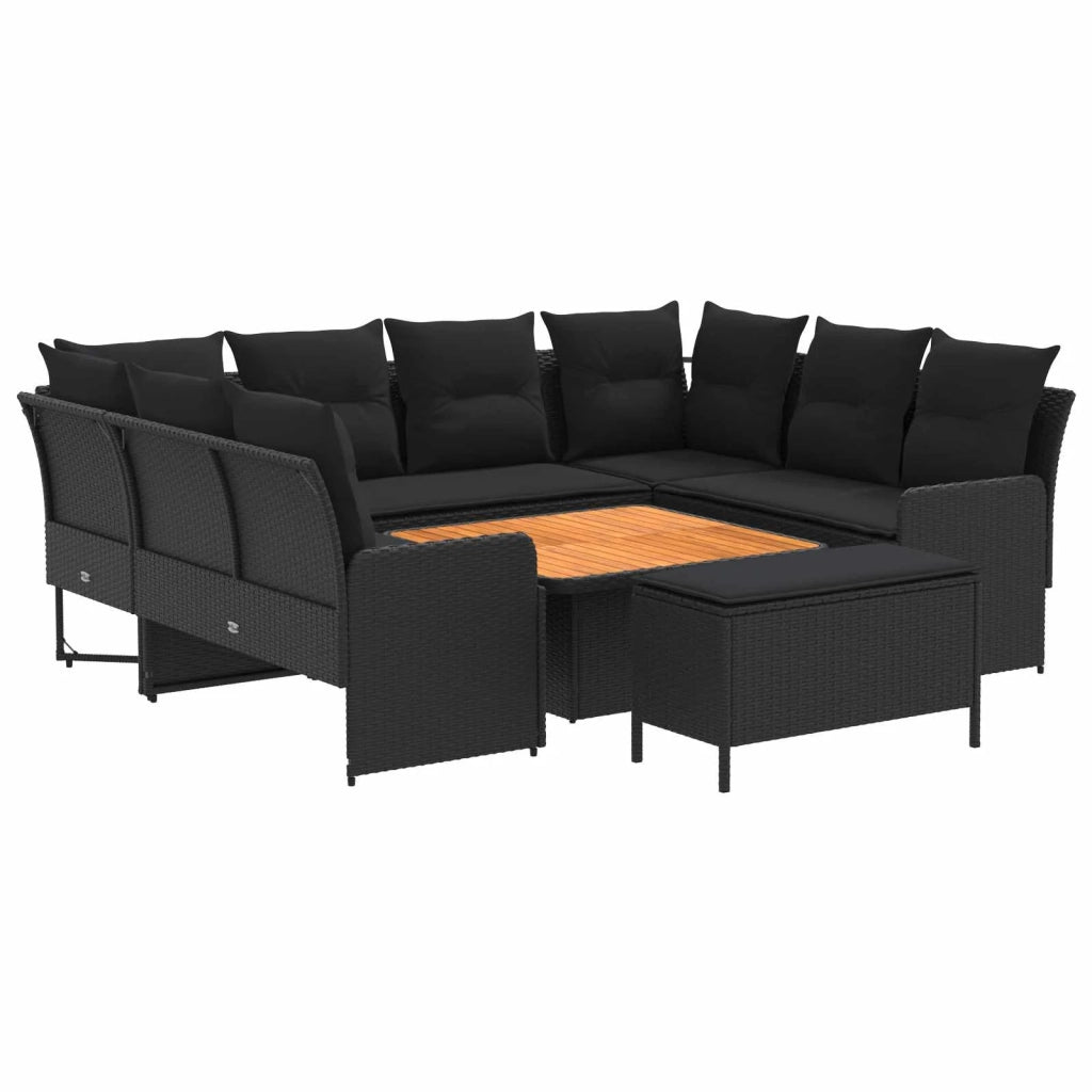 Set di Mobili con cuscino 7 pcs Nero Rattan in PE