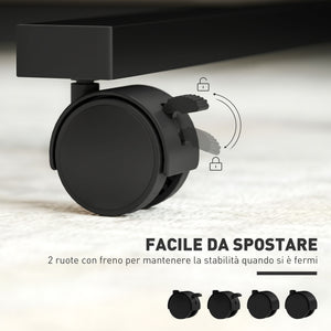 Tavolino da Divano Porta PC a Forma di C 57x40x67,5-101 cm con Piano Inclinabile in Melamina Nero