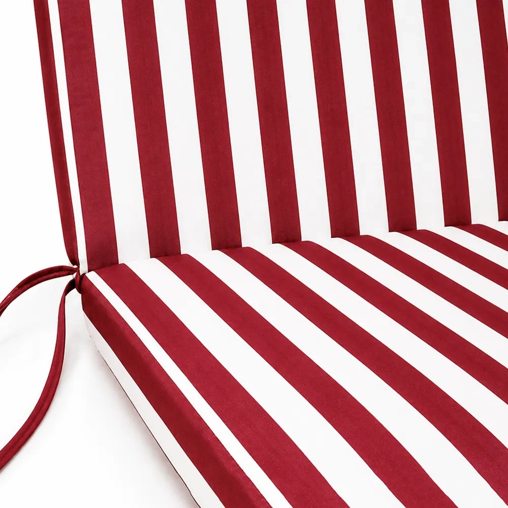 Cuscino per lettino da esterno 190x60 cm a righe con schienale reclinabile e laccetti in poliestere – Bordeaux/Bianco