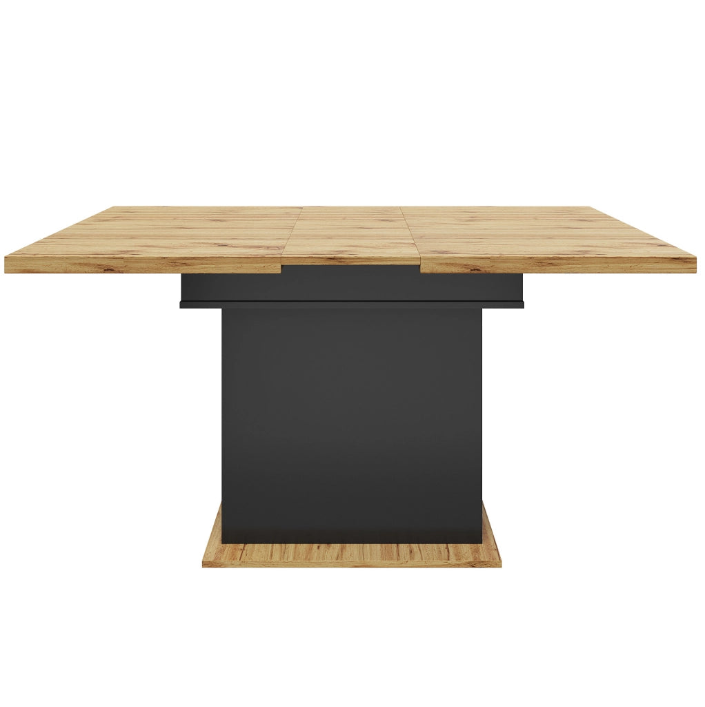 Tavolo allungabile 110-140x80x75 cm con contenitore; MDF nero e naturale