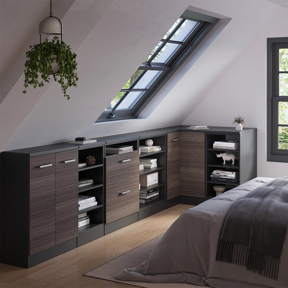 Mobile cucina angolare per sottotetto R-Line Grigio nobile/Antracite 75.6 cm con 1 porta, carcassa dell’armadio profondità 60 cm Vicco