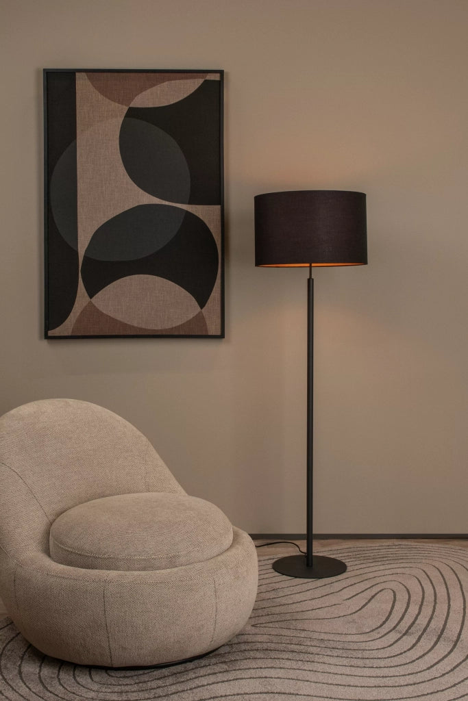 Lampada da terra nera con paralume 150cm E27 Lucide