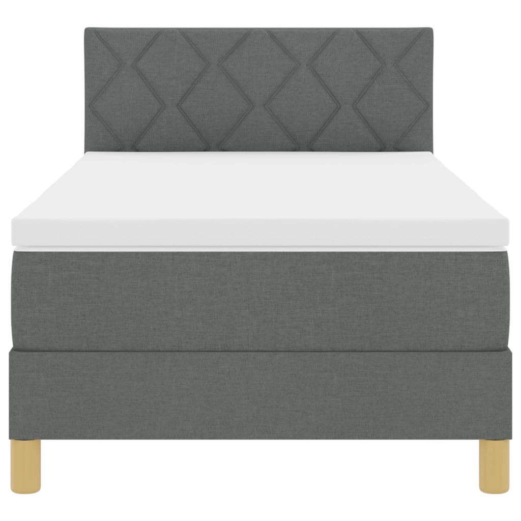 Letto con Box Spring e Materasso Grigio Scuro 90x200 cm in Tessuto