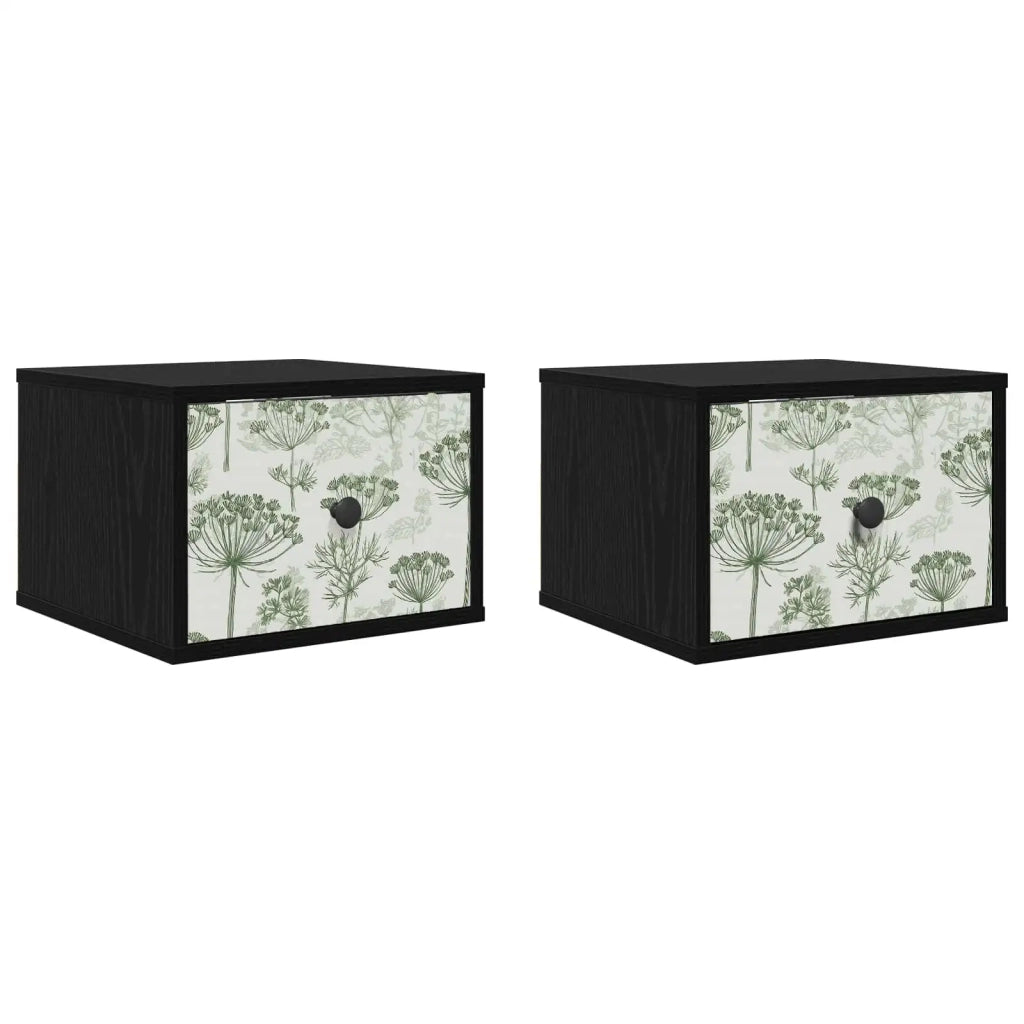 Mobiletto da comodino a parete GOTHA 2 pz Rovere Nero 8007508