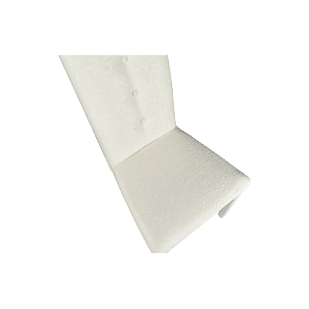 Set 2 Sedie Montecarlo 3 bottoni tessuto bianco con decoro floreale