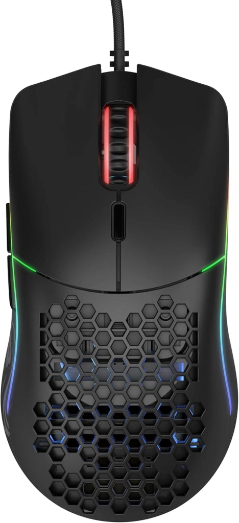 Gaming Model O Mouse da gaming wired, superleggero 67 g, design a nido d'ape, RGB, sensore Pixart 3360, Omron Switches, ambidestro - Nero opaco