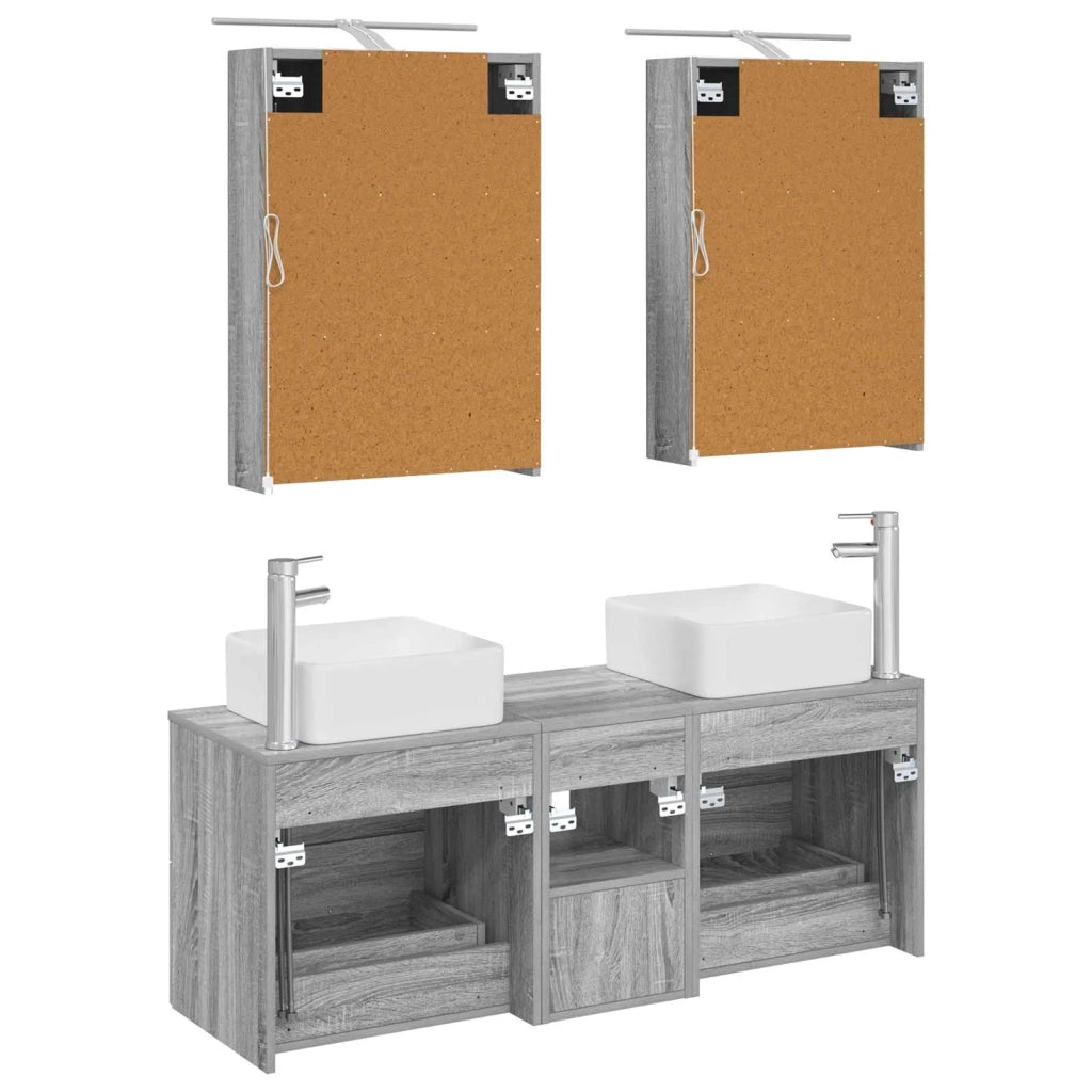 Set di mobili per il bagno 5 pcs Sonoma grigio 3406756