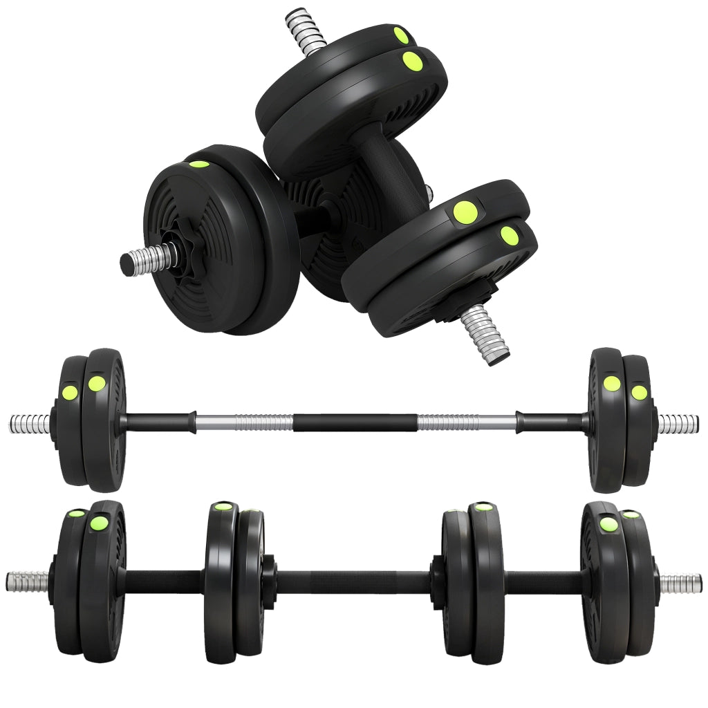 Set manubri 2 in 1 con barra e dischi ¨C zephmum ¨C Nero/Verde, 15 kg