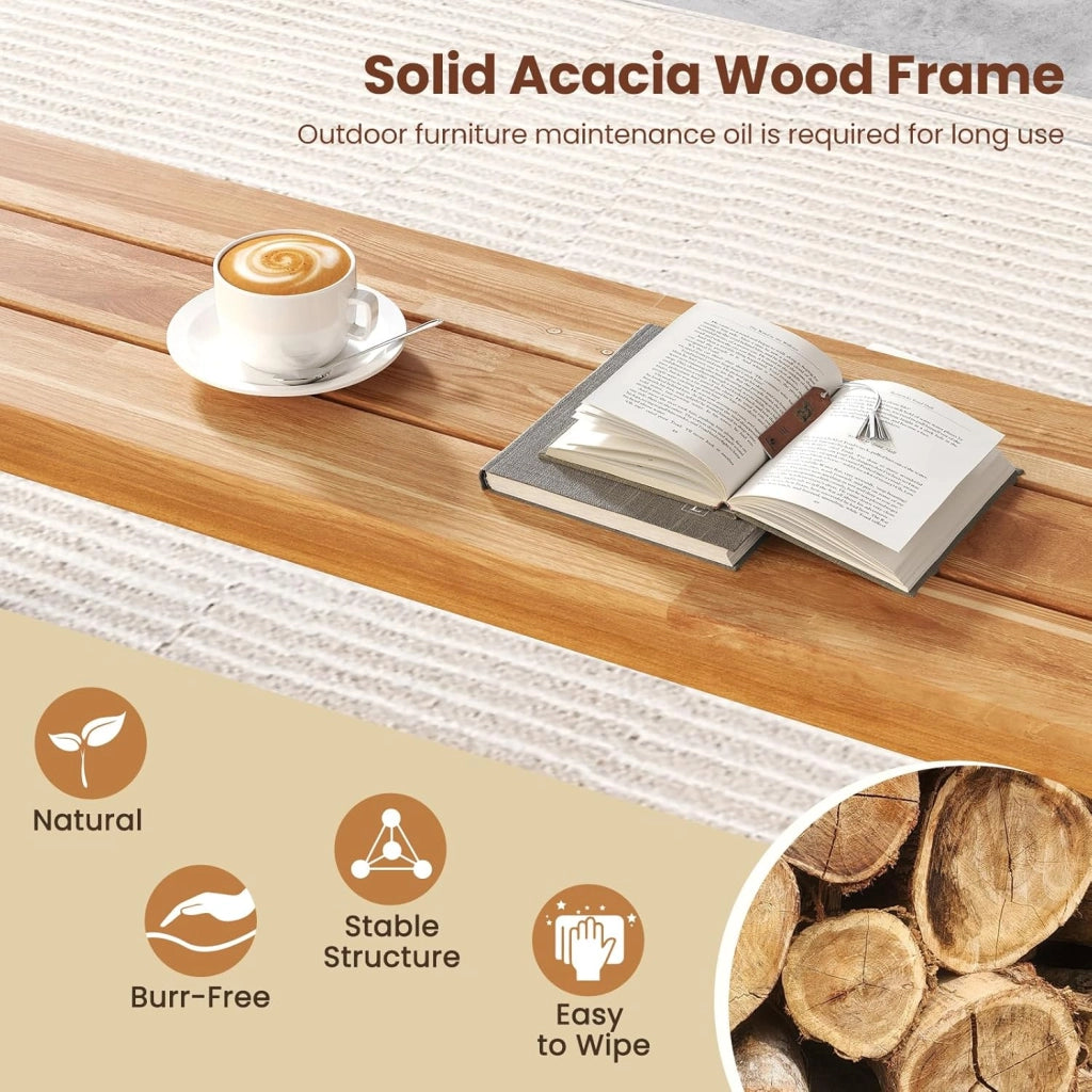 Panchina da Giardino in Legno di Acacia per Esterni, 160 CM di Lunghezza, Panchina da Patio per Giardino, Può Ospitare Fino a 3 Persone, Capacità di Carico 360 KG (1)