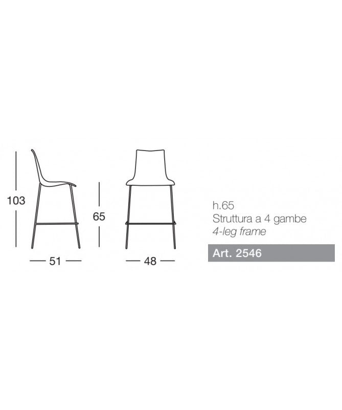 SGABELLI ZEBRA SET DA 2 ANTISHOCK H 65 in POLICARBONATO e ACCIAIO CROMATO SCAB DESIGN - Bianco 310