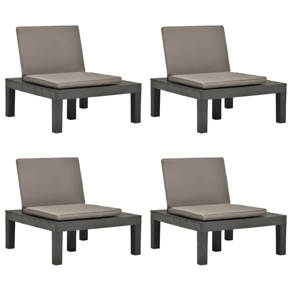Sedie a Sdraio da Giardino e Cuscini 4 pz in Plastica Antracite  cod mxl 23292