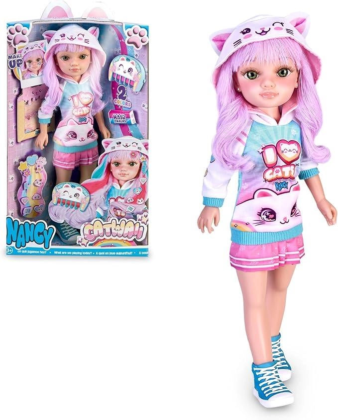 Nancy Catwaii, bambola stile Kawaii Giapponese, abbigliamento e accessori ispirati ai gattini, con pettine per mesches,