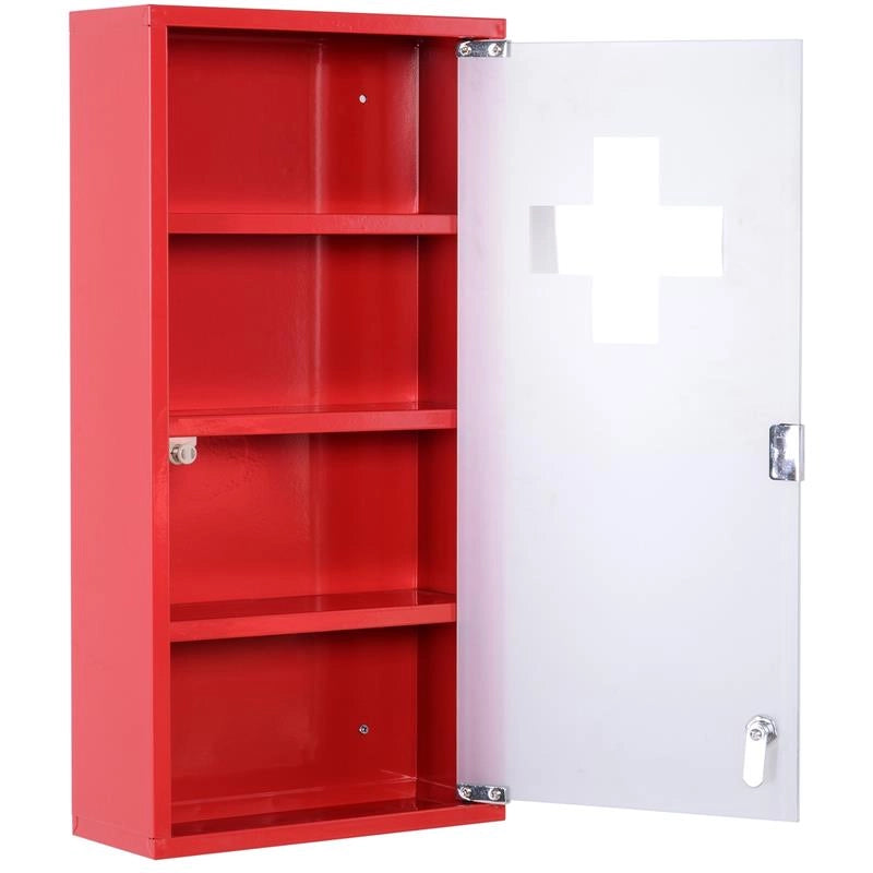 ARMADIETTO PRONTO SOCCORSO PER MEDICINALI  60 X 30 X 12 CM ROSSO
