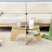 Tavolino da caffè ? 80 x 36 cm con piano in vetro di sicurezza; MDF naturale trasparente