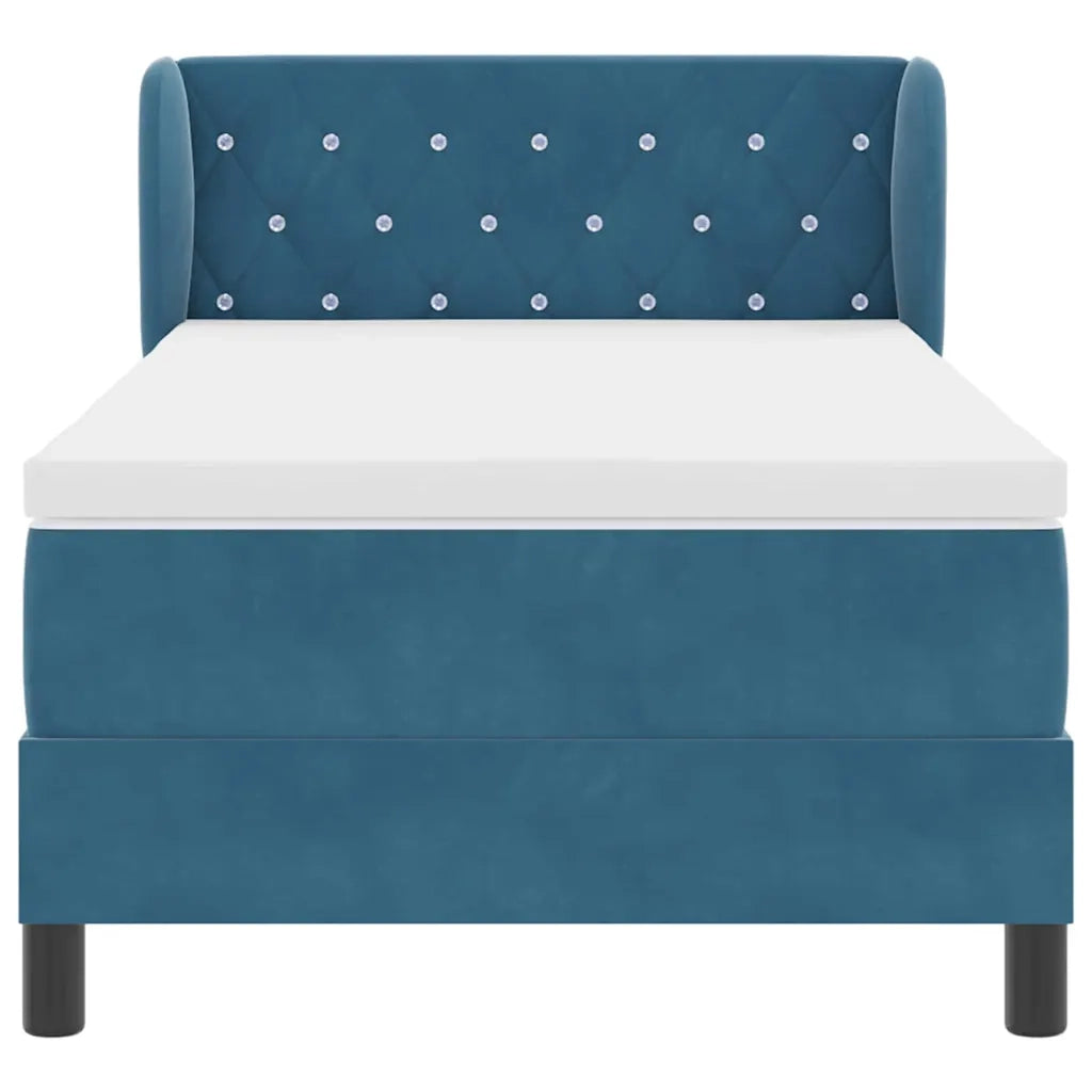 Letto a molle con testiera Blu scuro 90 x 190 cm Velluto 3340314