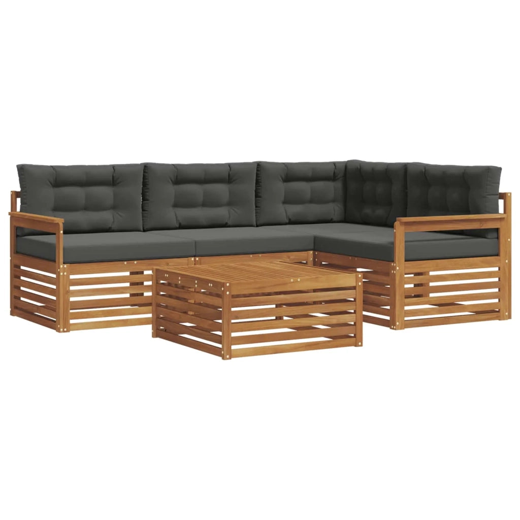 Set di divani da esterno con cuscino 5 pcs Naturale e Antracite 3373407