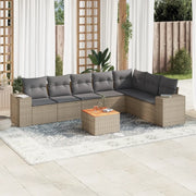 Set Divano da Giardino 8 pz con Cuscini Beige in Polyrattan 3257809