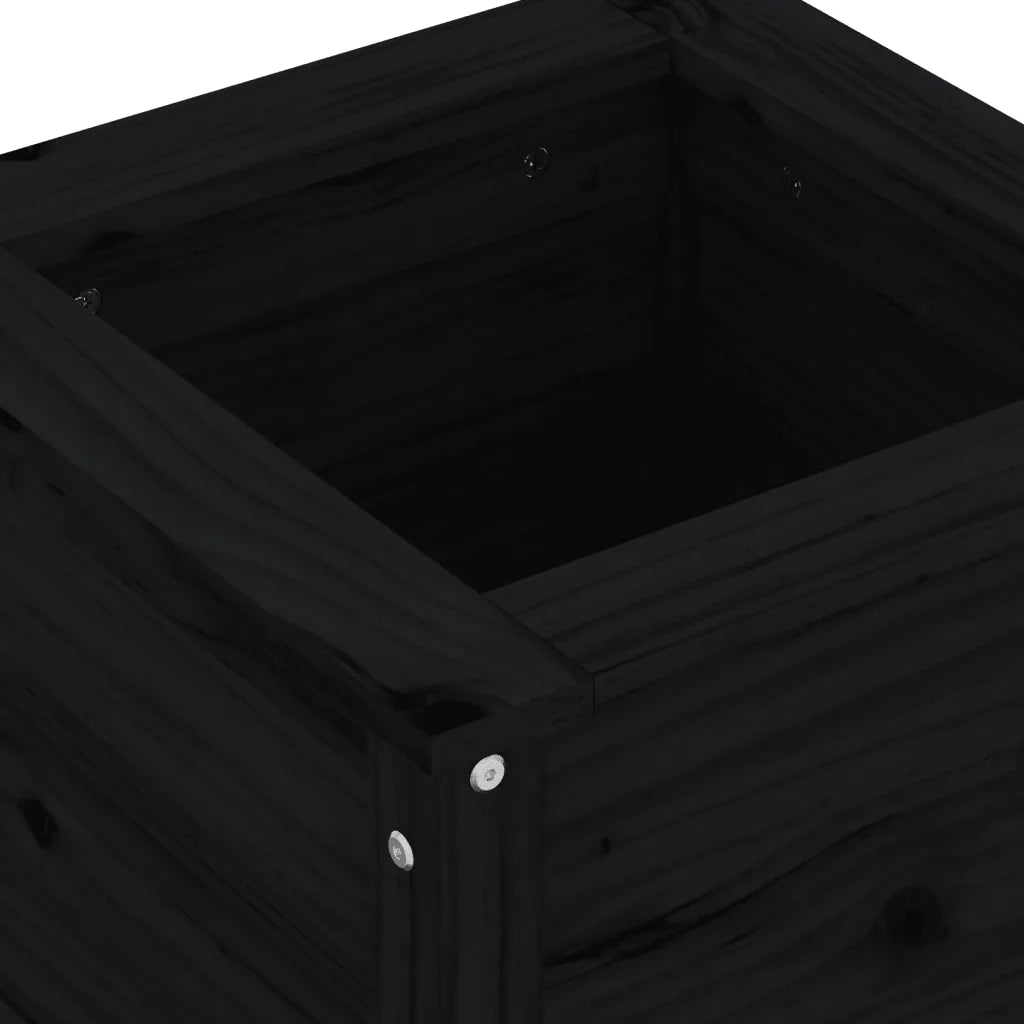 Fioriera da Giardino Nera 40x40x39 cm Legno Massello di Pino 825251