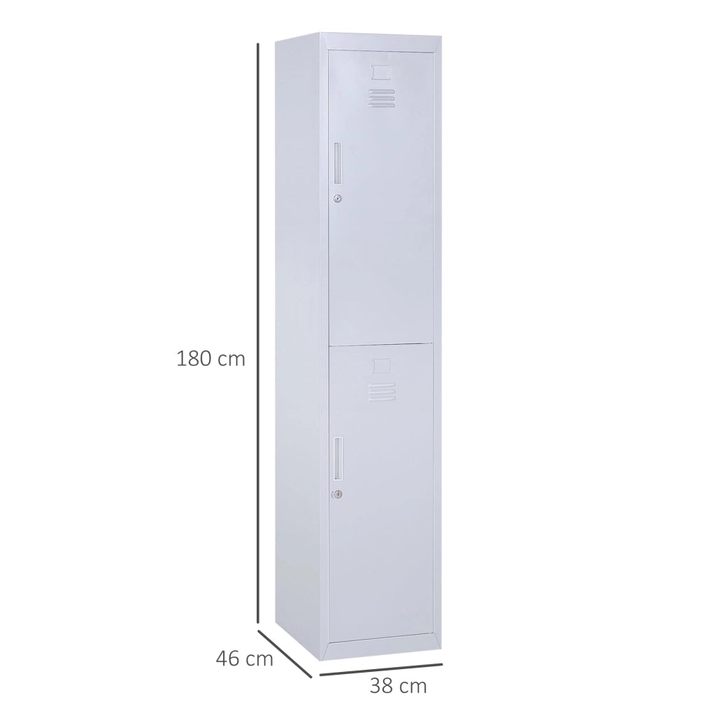 Armadietto Guardaroba in Acciaio 4 Ripiani 2 Porte con Chiusura di Sicurezza Grigio 38x46x180 cm