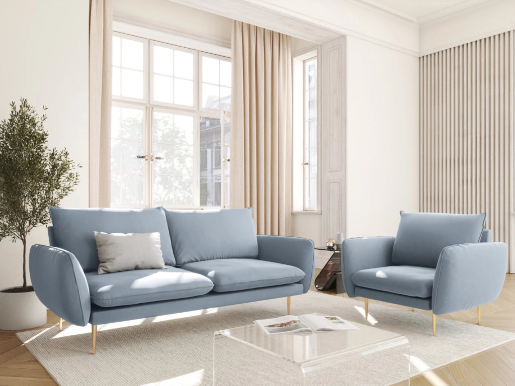 Cosmopolitan Design - Poltrona "Vienna" in velluto azzurro 