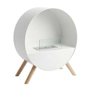 Venere - Camino a Bioetanolo da Pavimento 60x72x30 cm con Bruciatore 1 Litro e Piedi in Legno di Pino Bianco