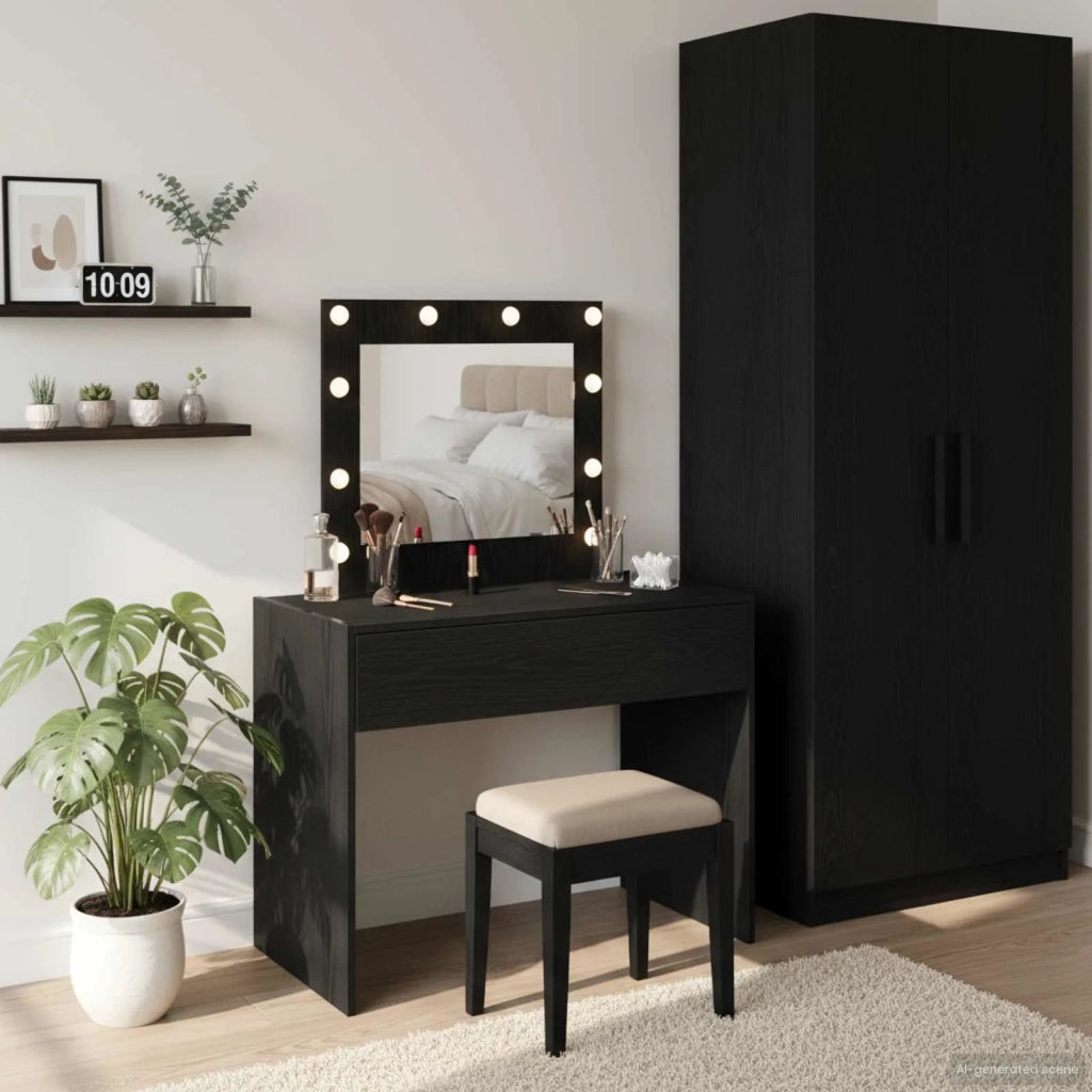 Toeletta | Tavolo da Trucco Nero 83 x 40 x 70 cm Legno multistrato