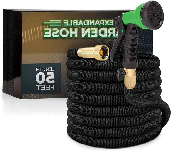 Serpentino flessibile 15 m doppio strato latex 3/4 pollice congiunzioni in rame massiccio tessuto 3450D senza pieghe 8 funzioni nero