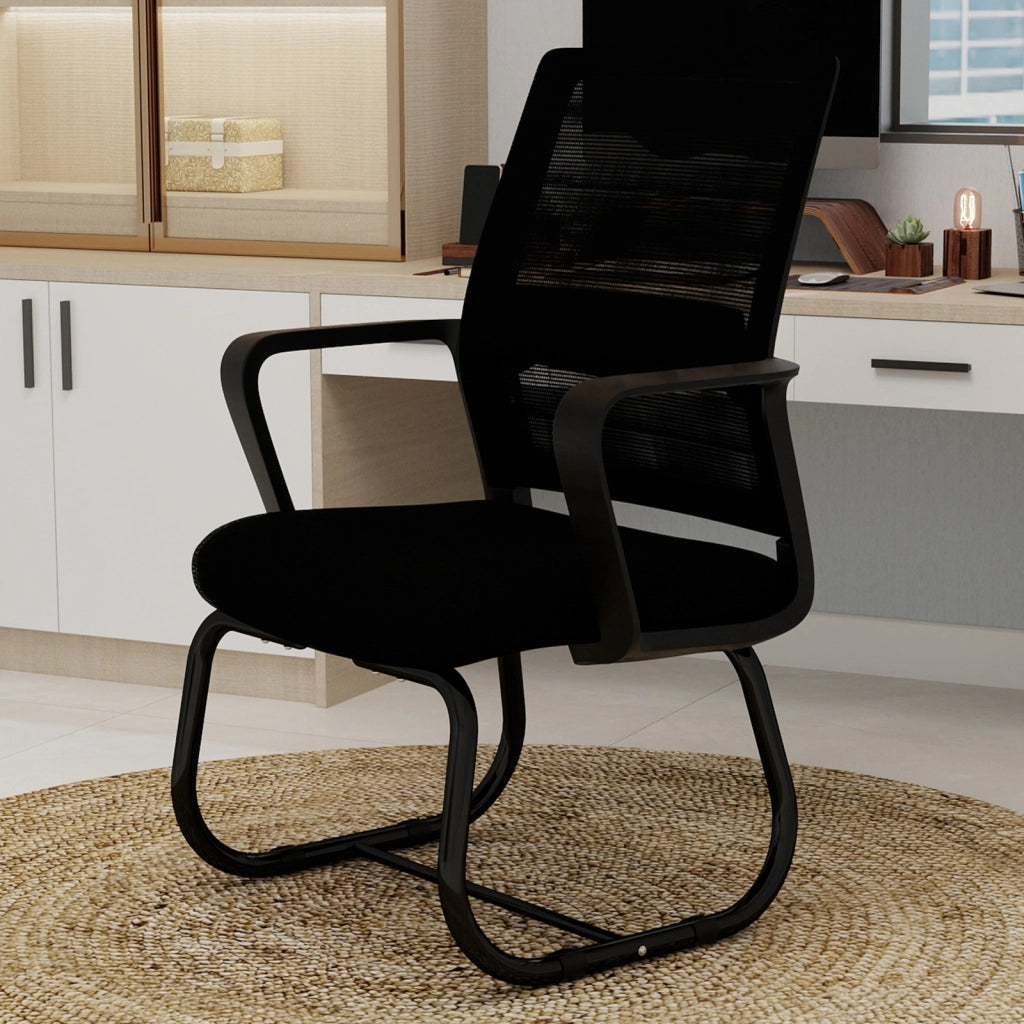 SEDIA DA UFFICIO in rete con braccioli, 52 x 22 x 56 cm, nera