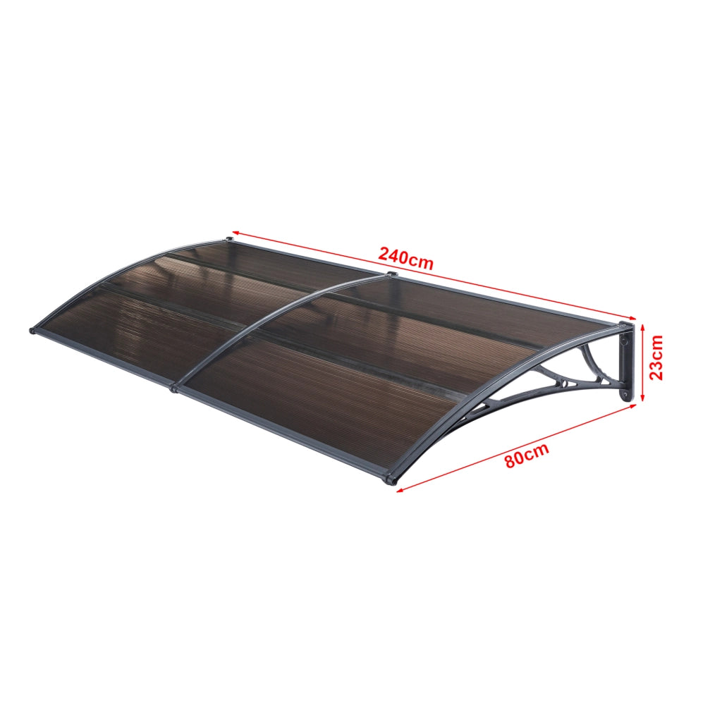 Pensilina per Ingresso Mellerud in Policarbonato 240 x 80 cm Marrone / Nero [en.casa]