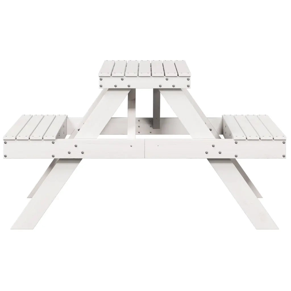 Tavolo da Picnic Bianco 105x134x75 cm in Legno Massello di Pino 832568