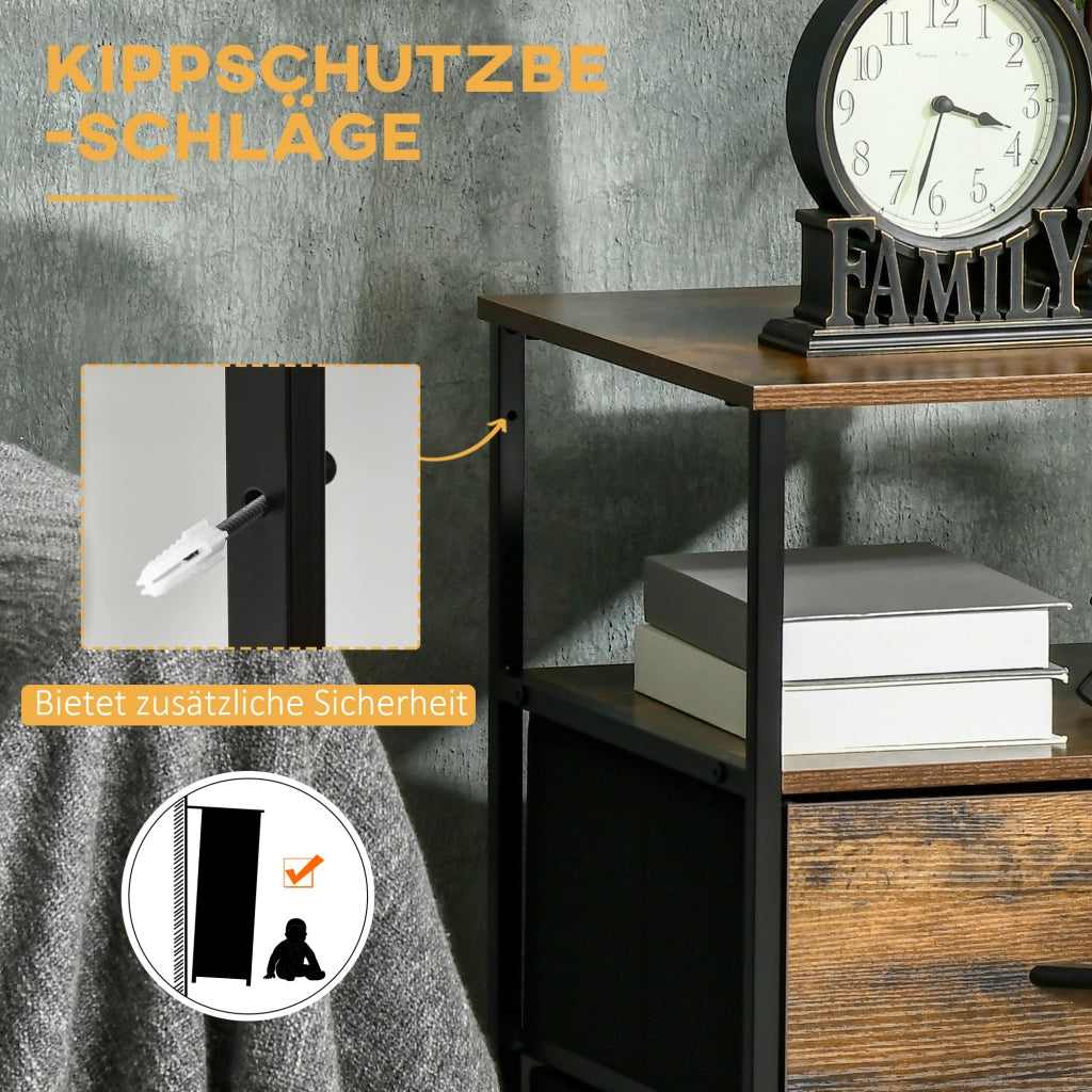 Credenza soggiorno con cassetti tessuto ¨C Xylo ¨C Struttura acciaio MDF marrone