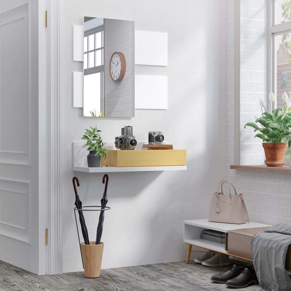 Mobile Ingresso con Specchio e Cassetto ¨C Minimal ¨C Legno Bianco 40x70cm