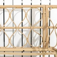Salotto da Giardino in Rattan Stile Boho con Divano 2 Posti, 2 Poltrone e Tavolino con Vetro