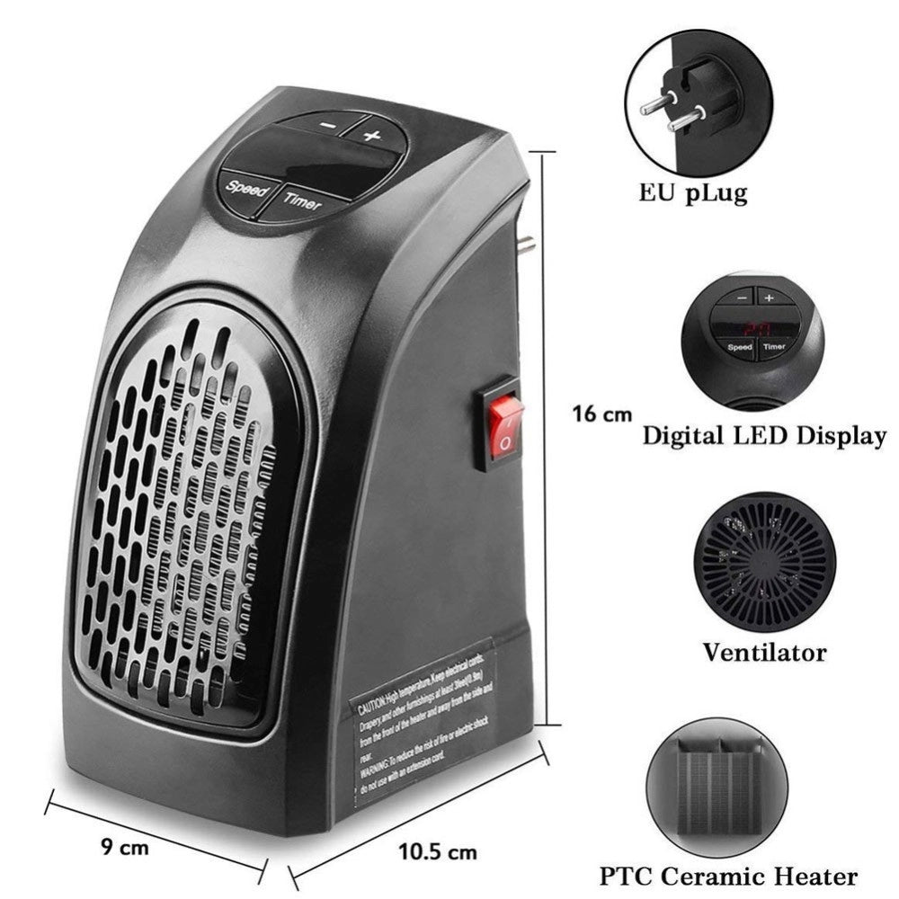 Trade Shop - Set 2 Pezzi Stufa Elettrica 400w Riscaldamento Portatile Spina Presa Elettrica -