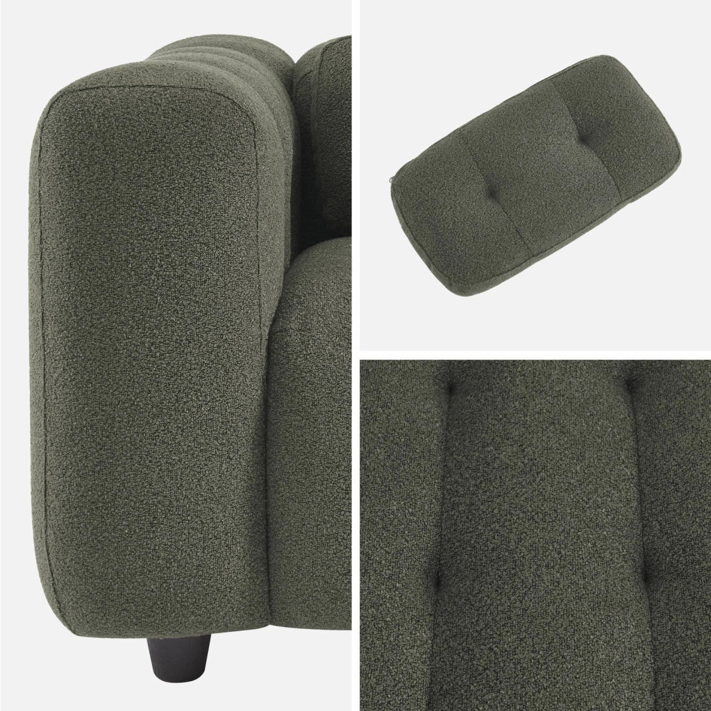 Poltrona imbottita in tessuto bouclé testurizzato, 1 posto, verde kaki