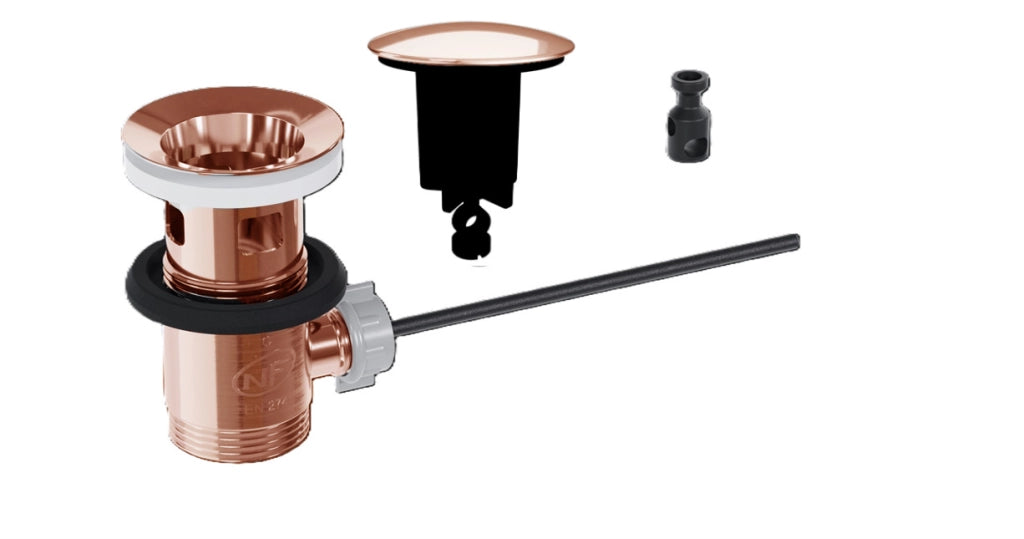 Scarico per lavabo e bidet del bagno, modello pop up in acciaio inox 304 – spazzolato con tappo REVO grande Colore: Bronzo spazzolato PVD