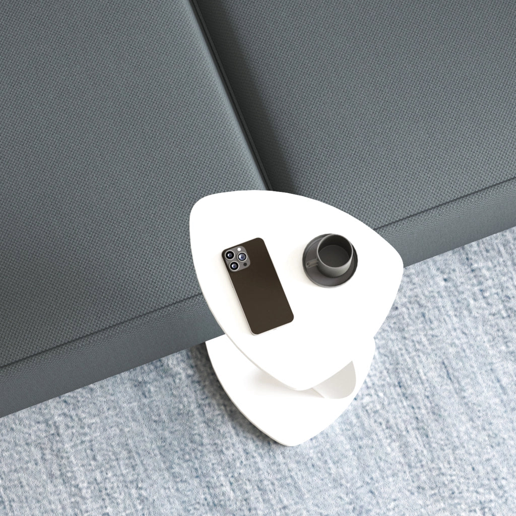 Tavolino per Divano Klinerg a Forma di C con Rotelle - Bianco [en.casa]