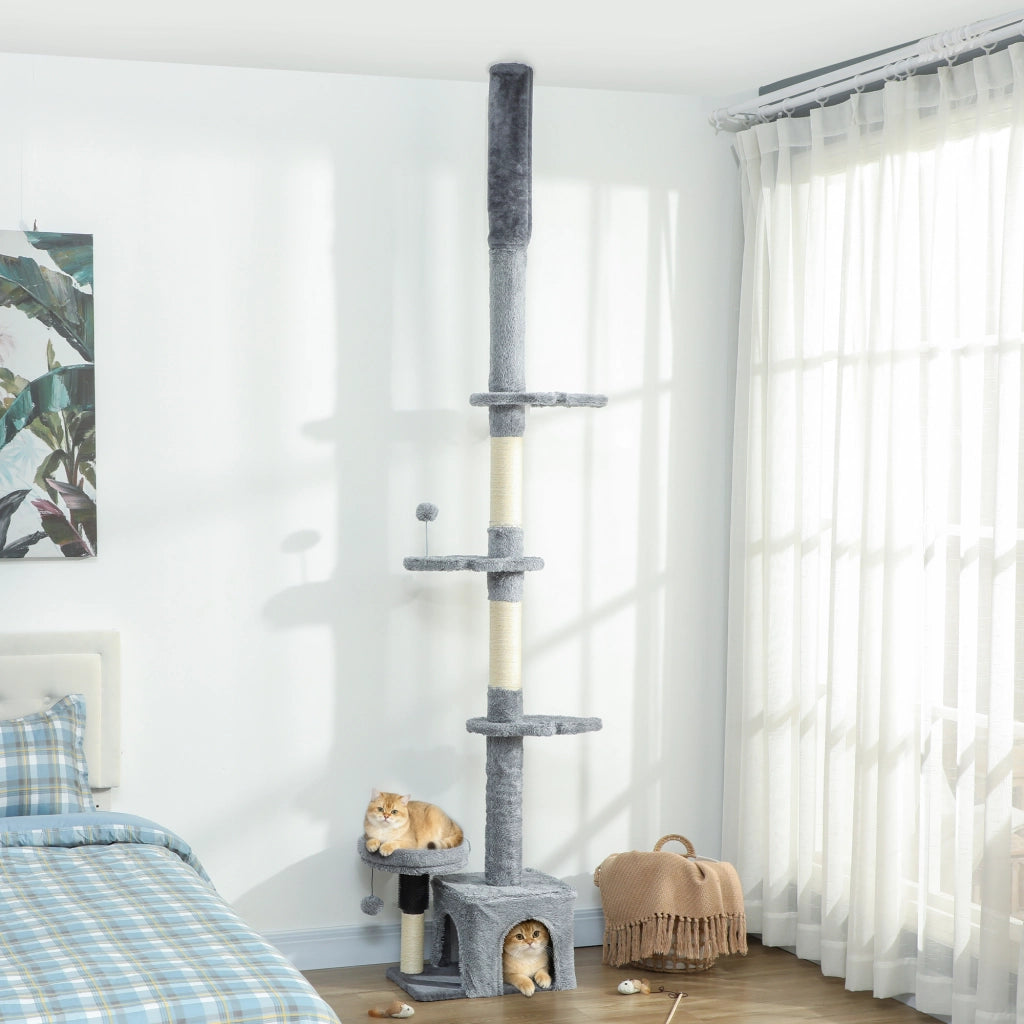 Albero tiragraffi per gatti a piattaforme ¨C zephmum ¨C grigio 225-255 cm