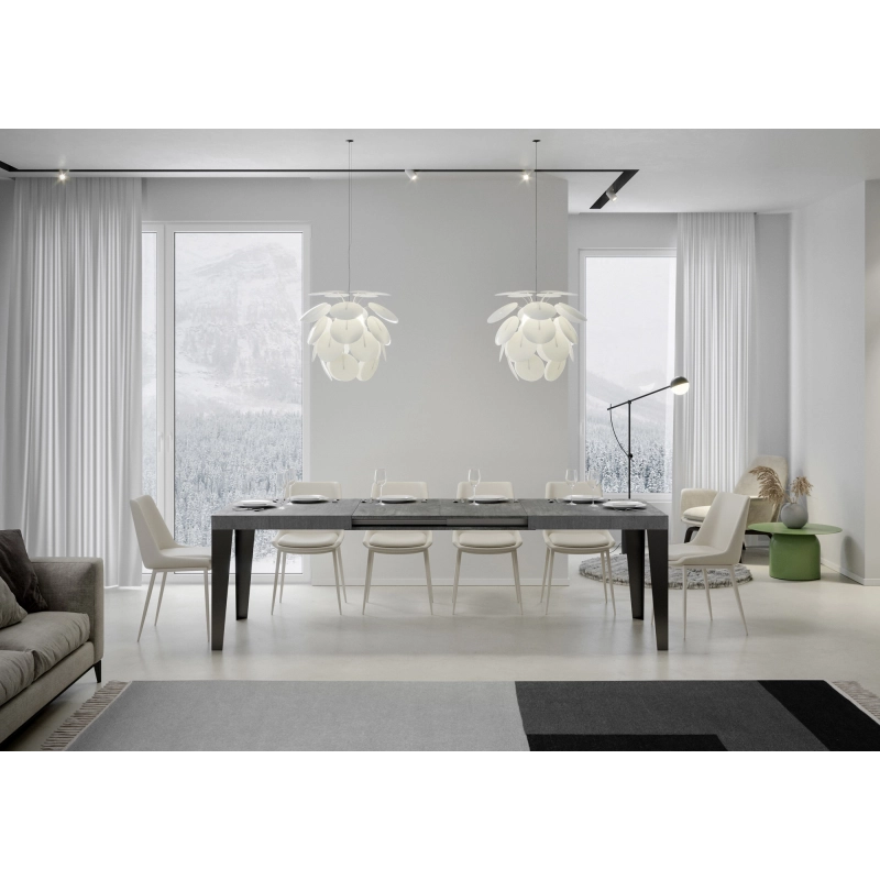 Tavolo allungabile 90x180/440 cm Flame telaio Antracite - Cemento