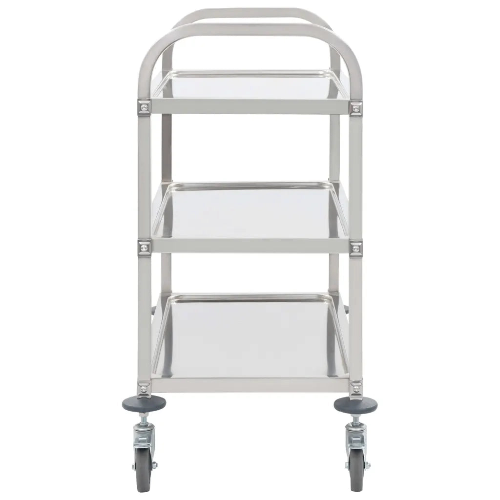 Carrello da Cucina a 3 Livelli-Scaffale per Cucina 96,5x55x90 cm in Acciaio Inox