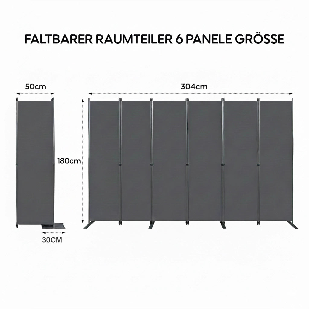 Divisorio Paravento 6 Pannelli ¨C Xylo ¨C Grigio, 304x180 cm
