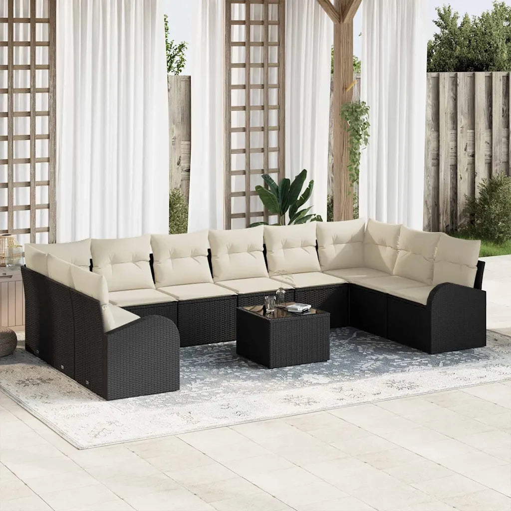 Set di divani con cuscino 11 pcs Nero Polyrattan 3346227